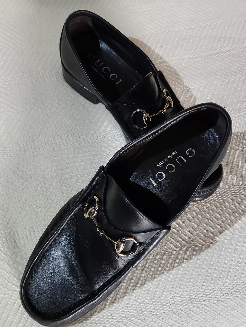 Gucci Black Leather Horsebit Loafers